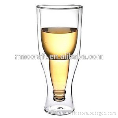 upside down double wall beer glass